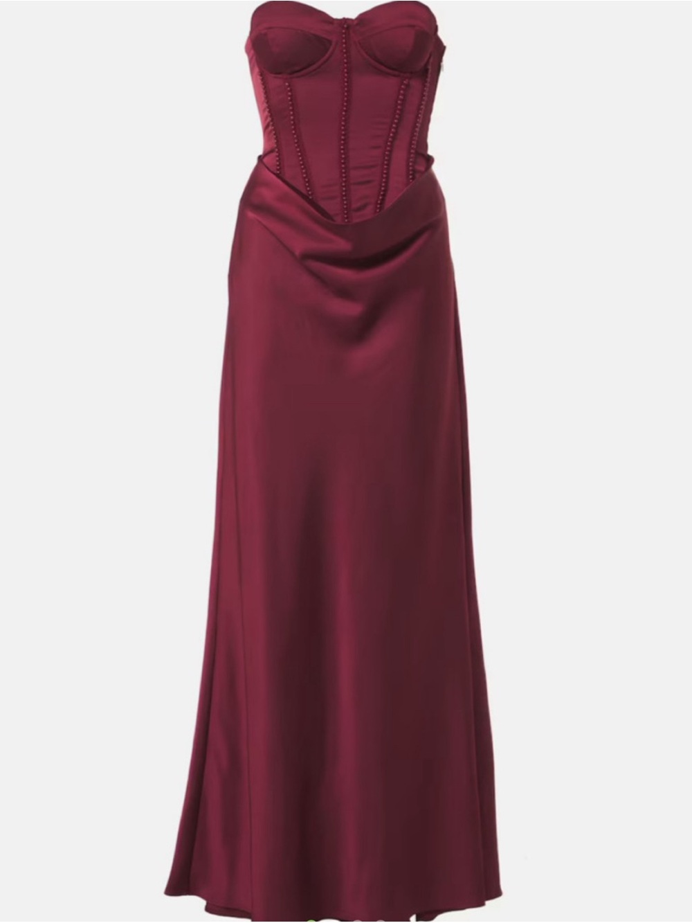 Rotate Satin Corset Gown in Wine